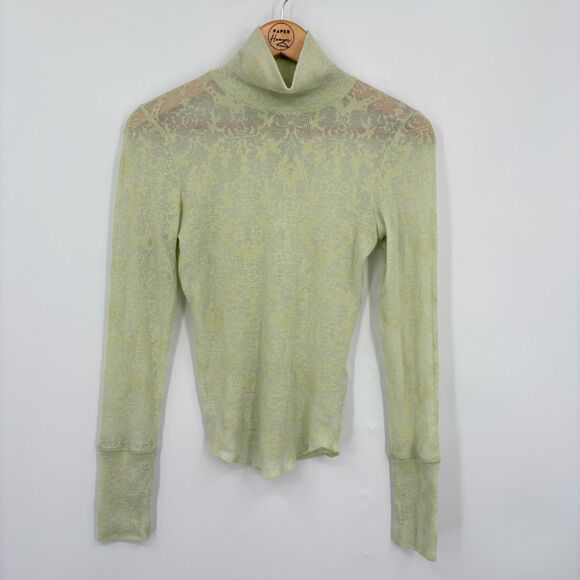 Free People Intimately “You And I” Floral Turtleneck Thermal, Sz XS, Light Green - Picture 3 of 11